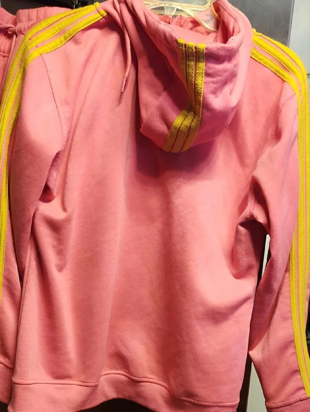 adidas Pink Hoodie & Joggers Set with Yellow Logo